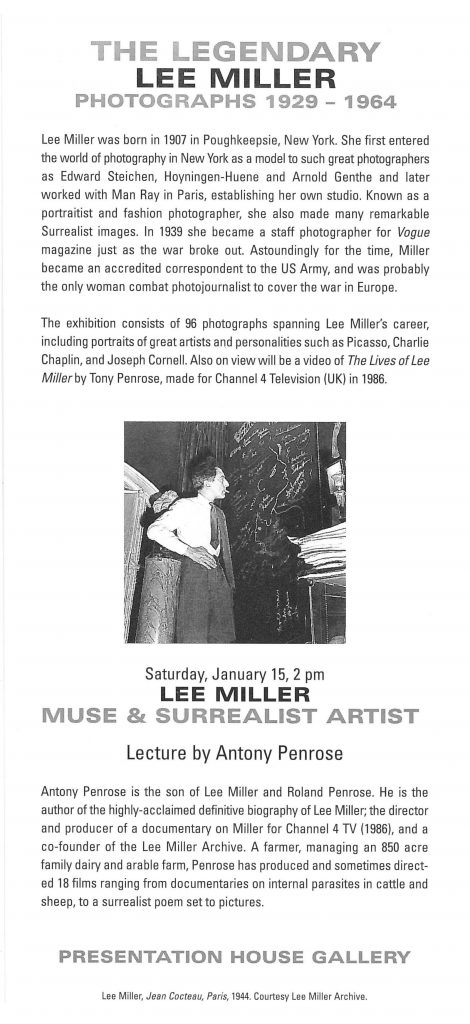 Lee Miller, Gallery Invitation - back