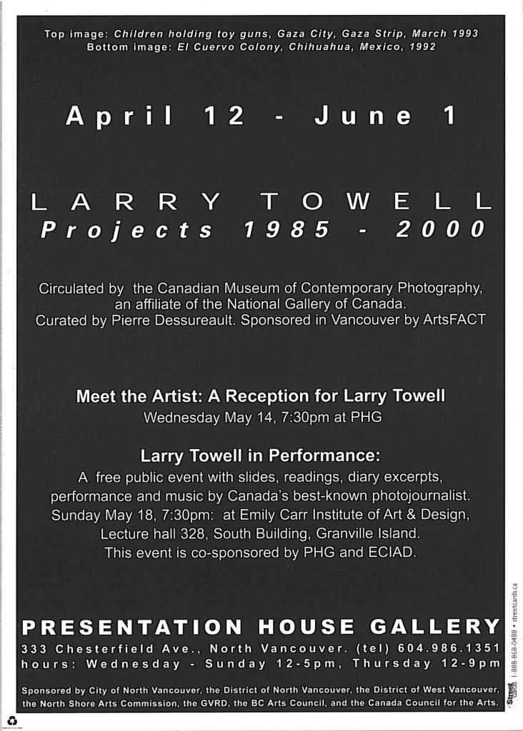 Larry, Towell, Gallery Invitation - back