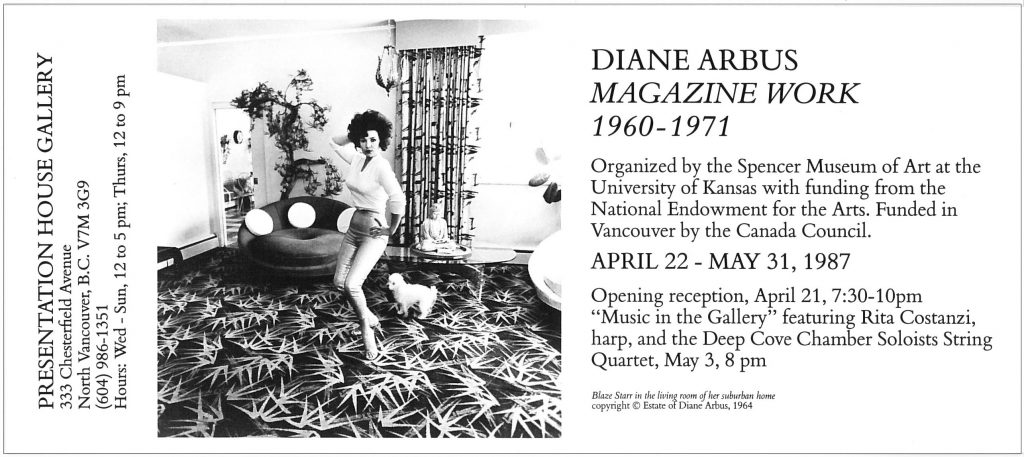 Diane arbus, Gallery Invitation