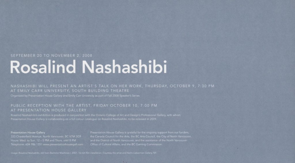 Nashashibi, Gallery Invitation, Back