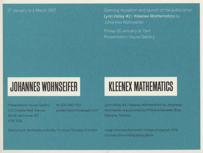 Kleenex Mathematics, Gallery Invitation, Back