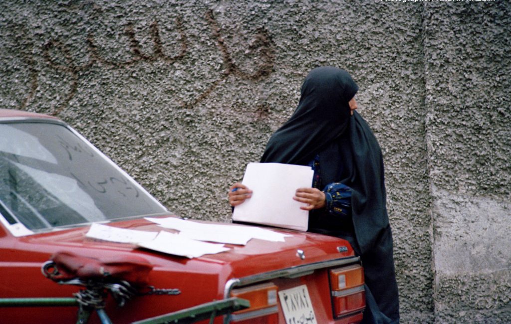 Woman with flyers, Autumn 1978.