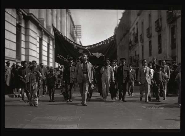 Painter Diego Rivera Leading Julio Antonio Mella’s Funeral Procession, Mexico City, 1929