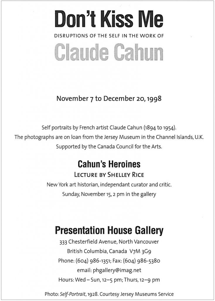 Claude Cahun, Gallery Invitation - back