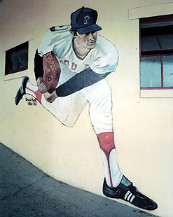 Jim Dow, Bruce Hurst, Wall Painting, McCoy Stadium, Pawtucket, RI, colour photograph, 1987