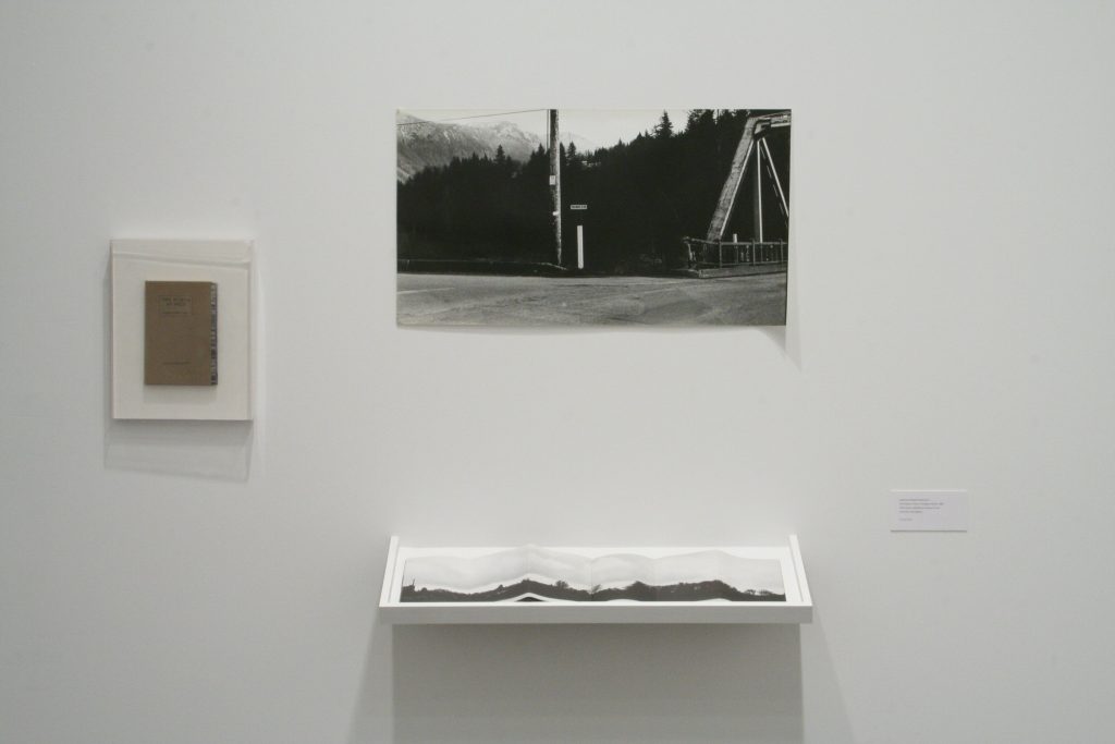 Marian Penner Bancroft, Two Places at Once, Transfigured Wood, 1986, Offset book, published by Western Front with production photograph