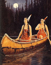 Paddling twin princesses, signed "Rudolph", 1920's