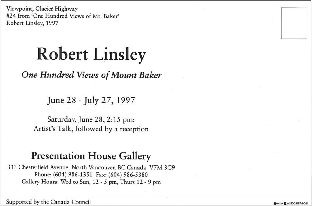 Robert Linsley, Gallery Invitation - back