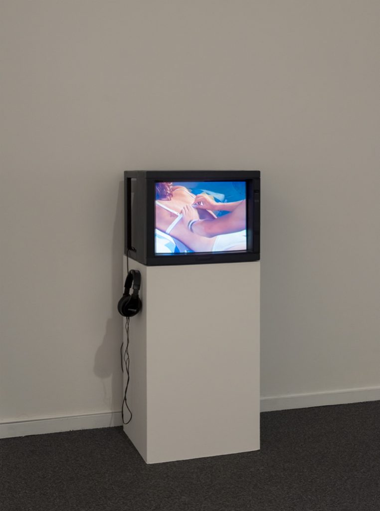 Installation view, My House: Mike Kelley & Ryan Trecartin, Presentation House Gallery, December 19, 2015 – March 6, 2016; Mike Kelley, in collaboration with Bruce and Norman Yonemoto, Kappa, 1986, video. Courtesy Presentation House Gallery and Site Photography.