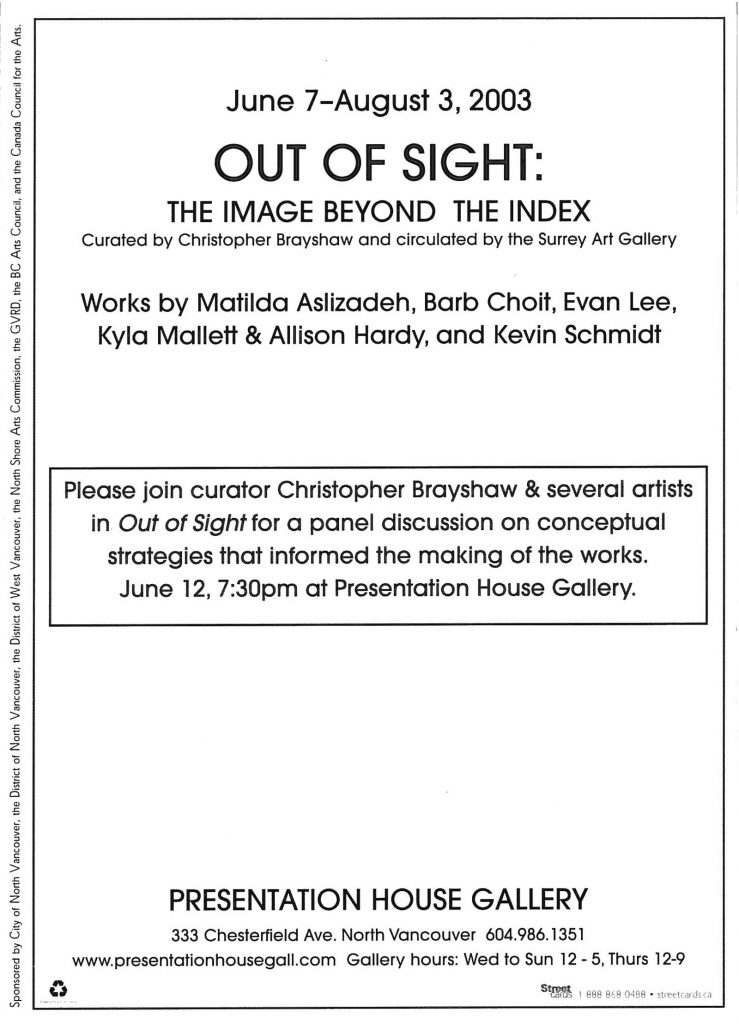 Out of sight, Gallery Invitation - back