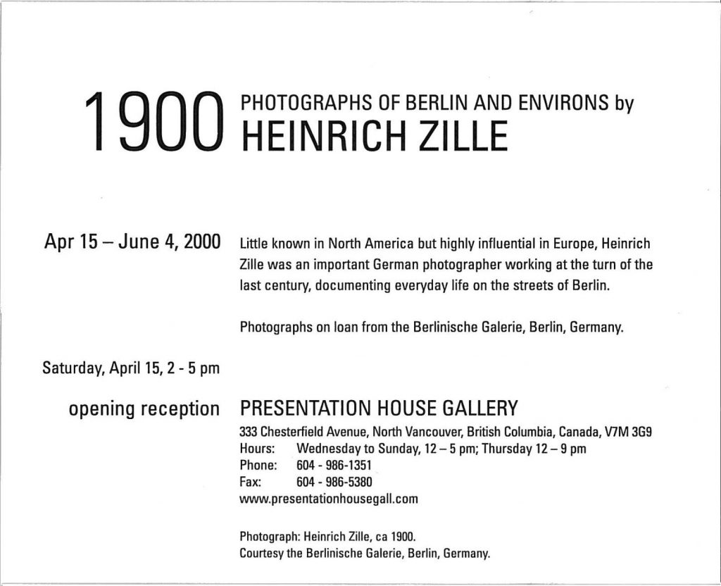 Heinrich Zille, Gallery Invitation - back