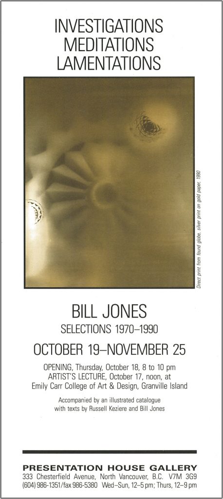 Bill Jones, Gallery Invitation