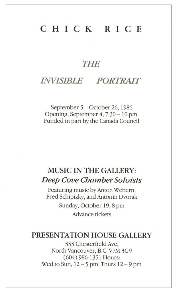 Invisible Portrait, Gallery Invitation