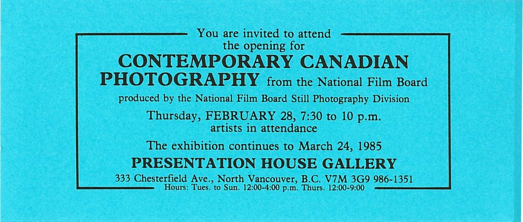 contemporary canadian photography, Gallery Invitation