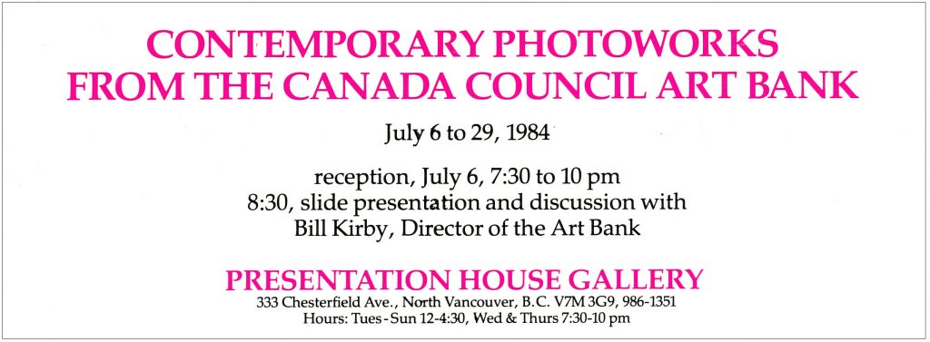 Photoworks from the Canada Council, Gallery Invitation