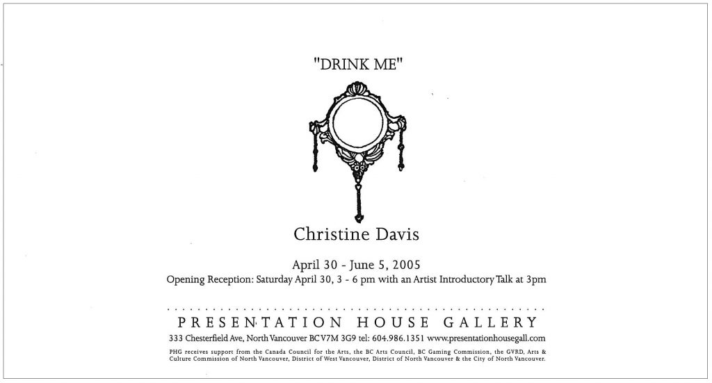 Drink Me, Davis, Gallery Invitation - back