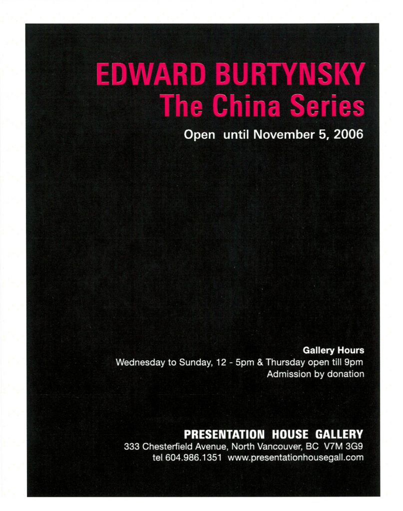 Burtynsky, Gallery Invitation - back