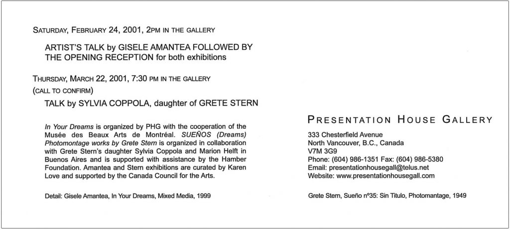 Gisele amantea, Gallery Invitation - back