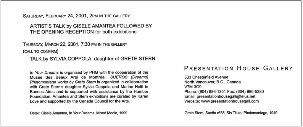 Gisele Amantea, Gallery Invitation - back