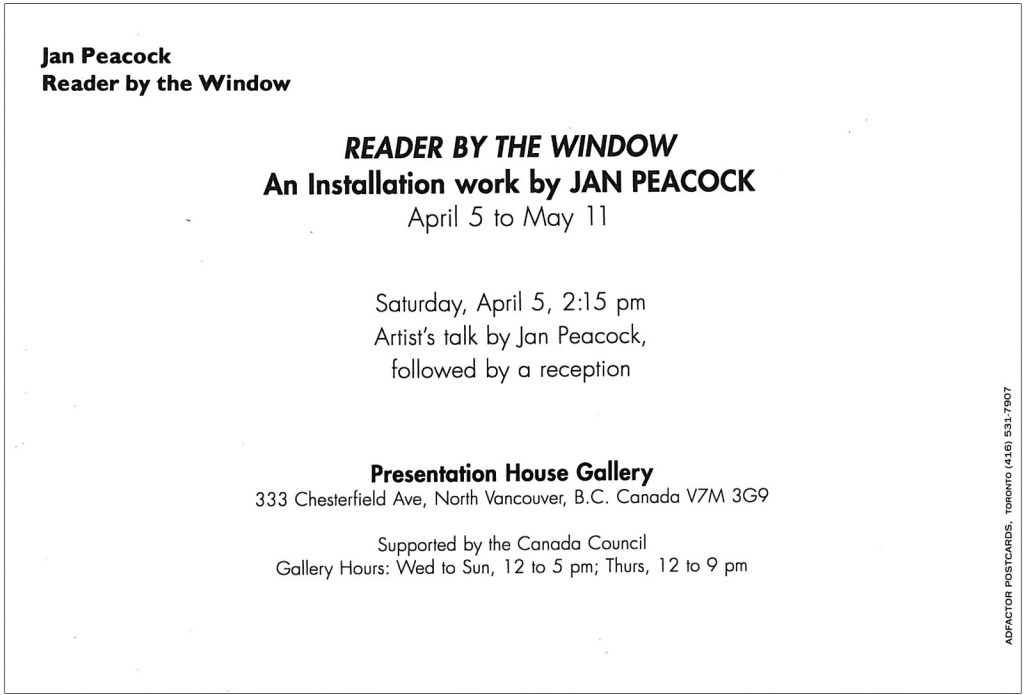 reader by the window, Gallery Invitation - back