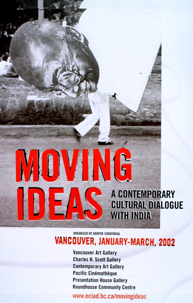 Poster for the exhibition "Moving Ideas – A Contemporary Cultural Dialogue With India"