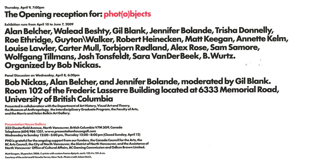 Phot(o)bjects, Gallery Invitation - back