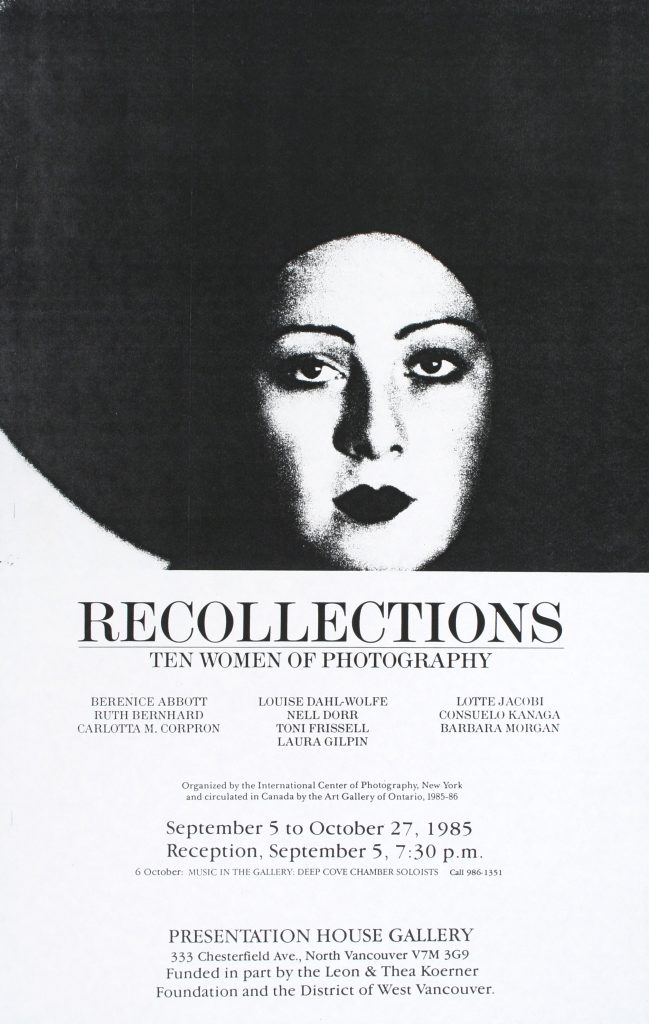Poster for the exhibition "Recollections: Ten Women of Photography"