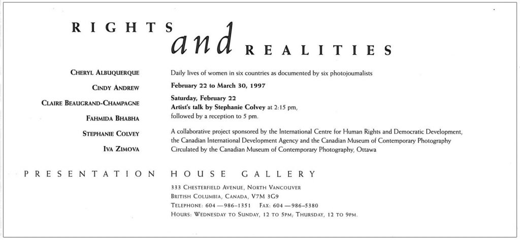 rights and realities, Gallery Invitation - back