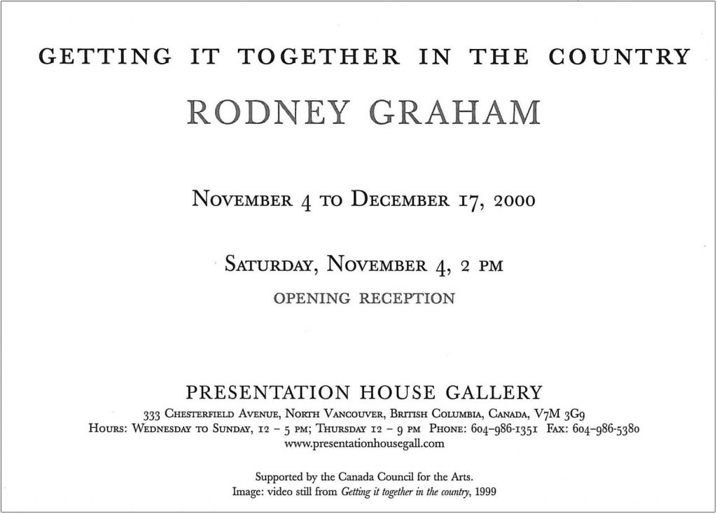 Rodney Graham, Gallery Invitation - back