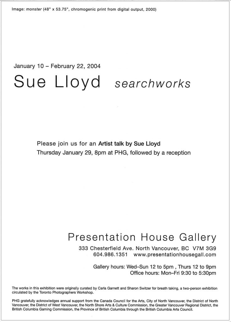Sue Lloyd, Gallery Invitation - back