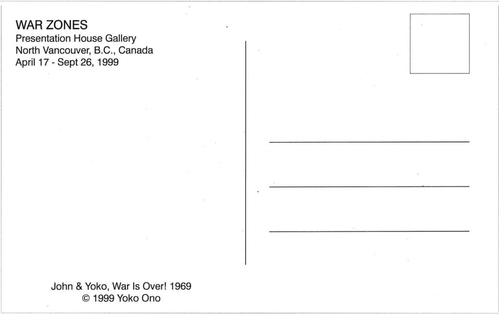 John Lennon and Yoko Ono, War is Over! If You Want It,1999, Postcard (back)