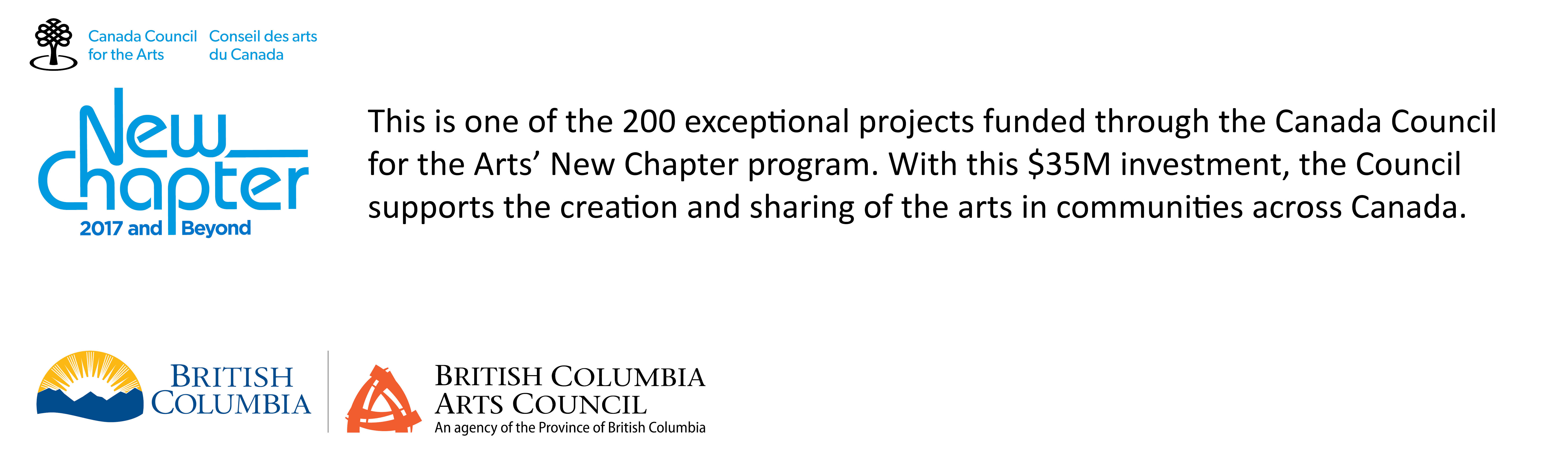 Canada Council - New Chapter; British Columbia Arts Council