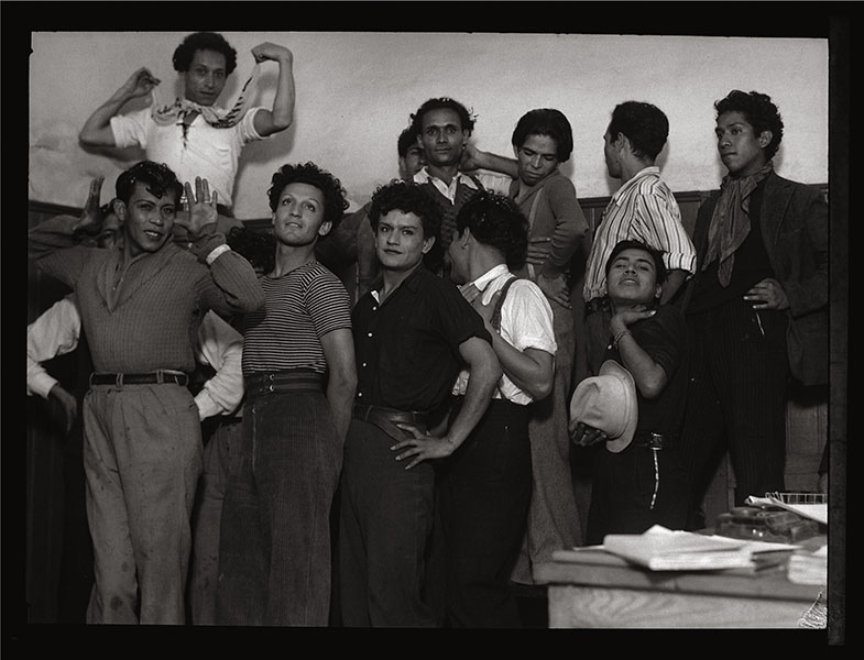 Arrested homosexuals pose for the camera at the police station, Mexico City, ca.1935